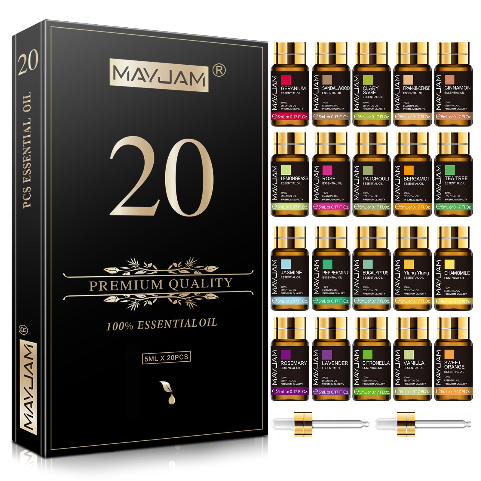 20 pcs Pure Essential Oil Set 5ml Gift Kit for Diffuser