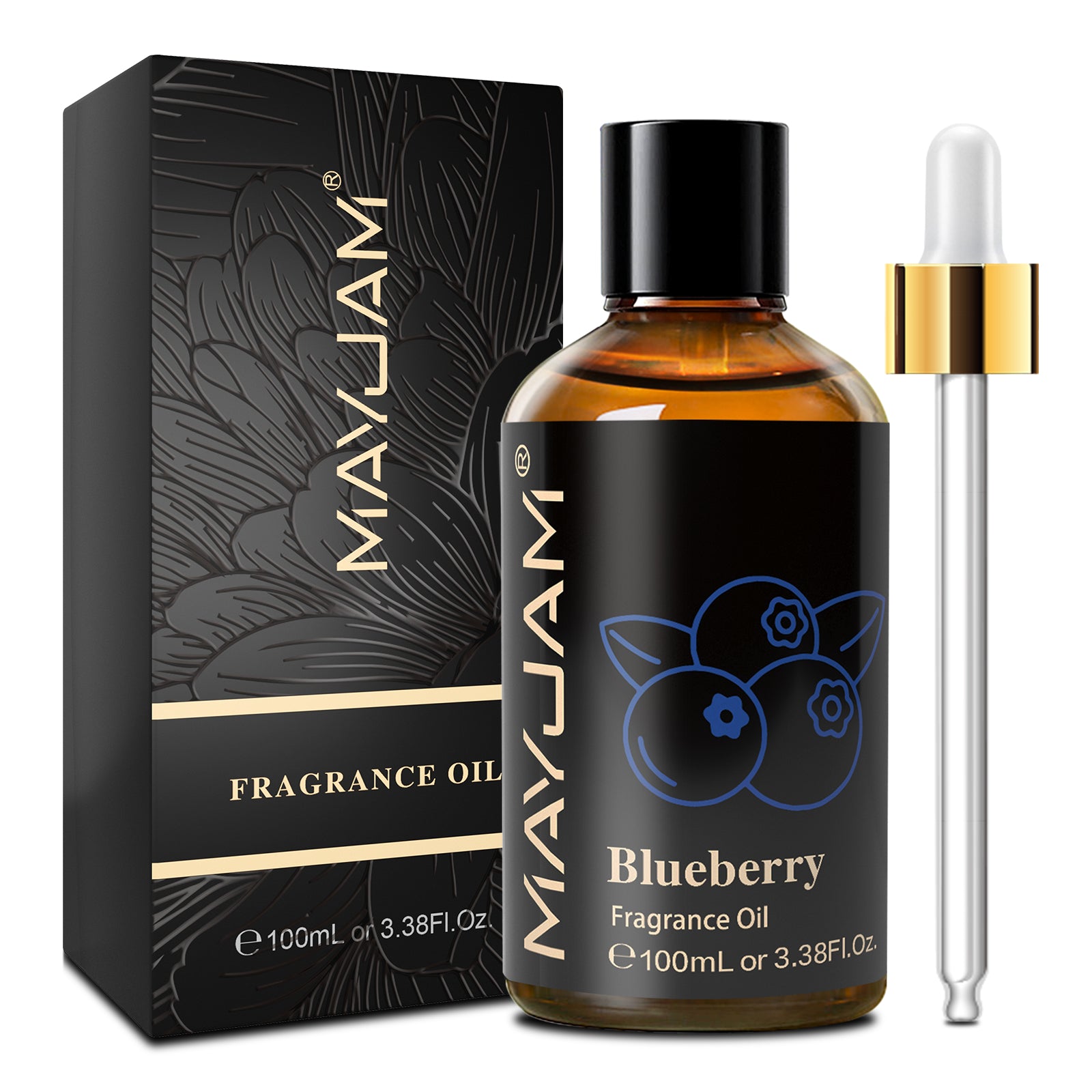 MAYJAM 100ML/3.38FL.OZ Blueberry Fragrance Oils for Diffusers for Home, Long Lasting Scented Oils for Aromatherapy Diffusers, Skin Care, Bath, Relaxation, DIY Soap Candle Making