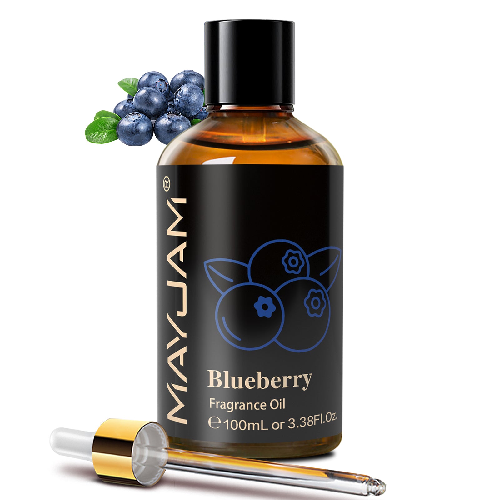 MAYJAM 100ML/3.38FL.OZ Blueberry Fragrance Oils for Diffusers for Home, Long Lasting Scented Oils for Aromatherapy Diffusers, Skin Care, Bath, Relaxation, DIY Soap Candle Making