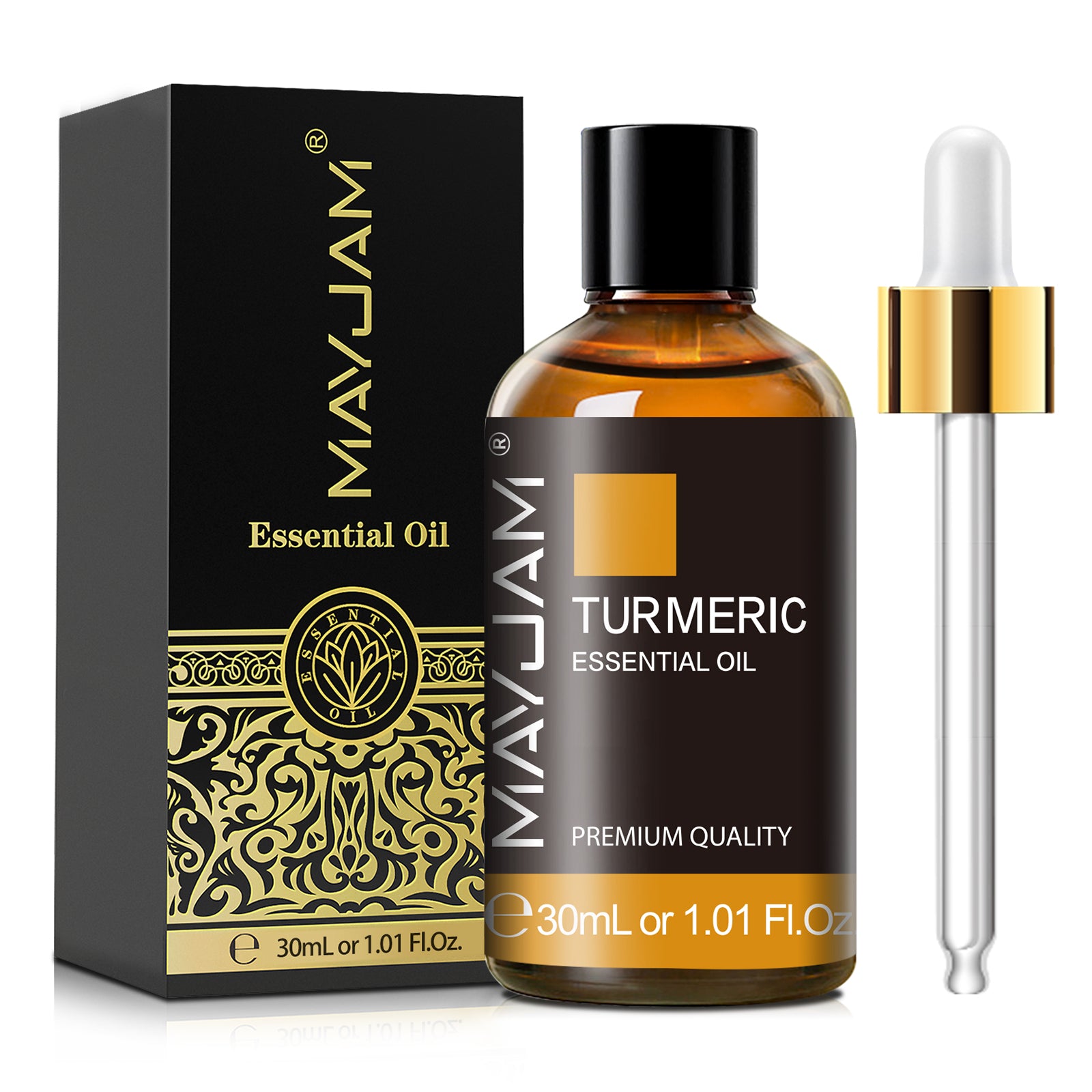 MAYJAM Turmeric Essential Oil Natural Turmeric Oil for Diffuser, Skin Care, Scalp and Body Massage - 1.01 Fl Oz