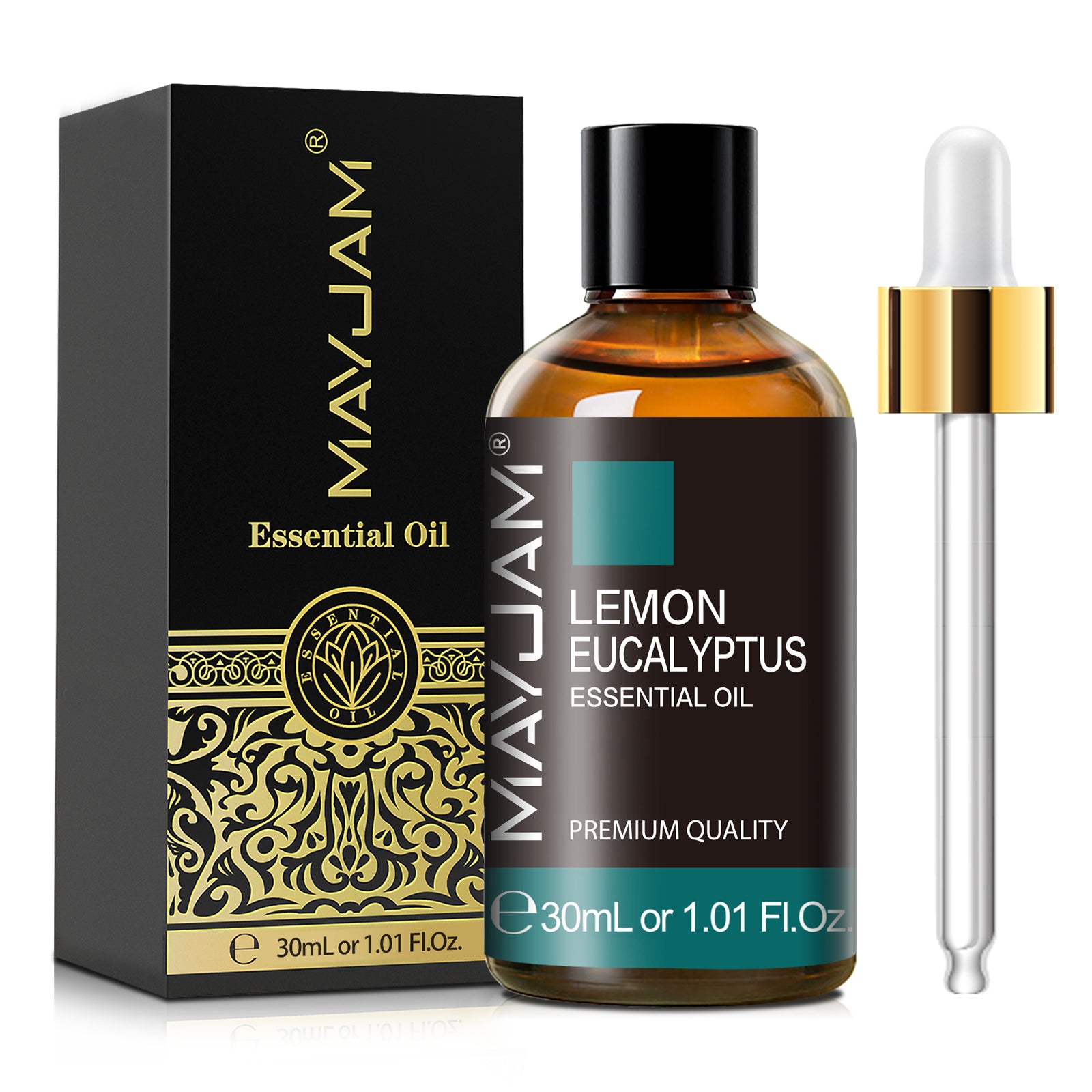 MAYJAM Lemon Eucalyptus Essential Oil 1.01 Fl Oz, 100% Natural Oil for Hair, Face, Skin Care, Diffuser, Aromatherapy, Scalp, Body Massage, Soap and Candle Making