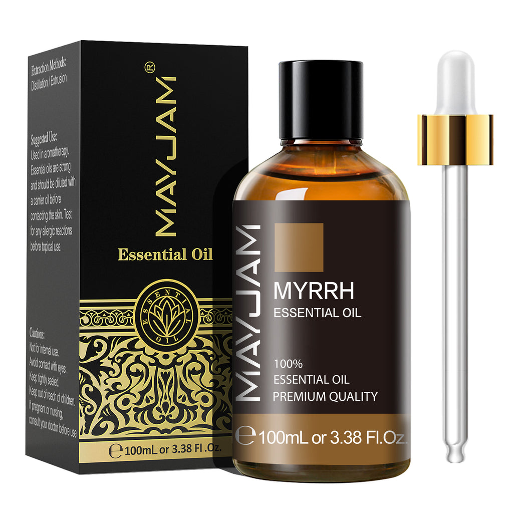 MAYJAM 100mL Myrrh Essential Oil for Skin, Face, Diffuser, Hair, Aromatherapy, Add to Perfume, Toothpastes, Candle, Soap