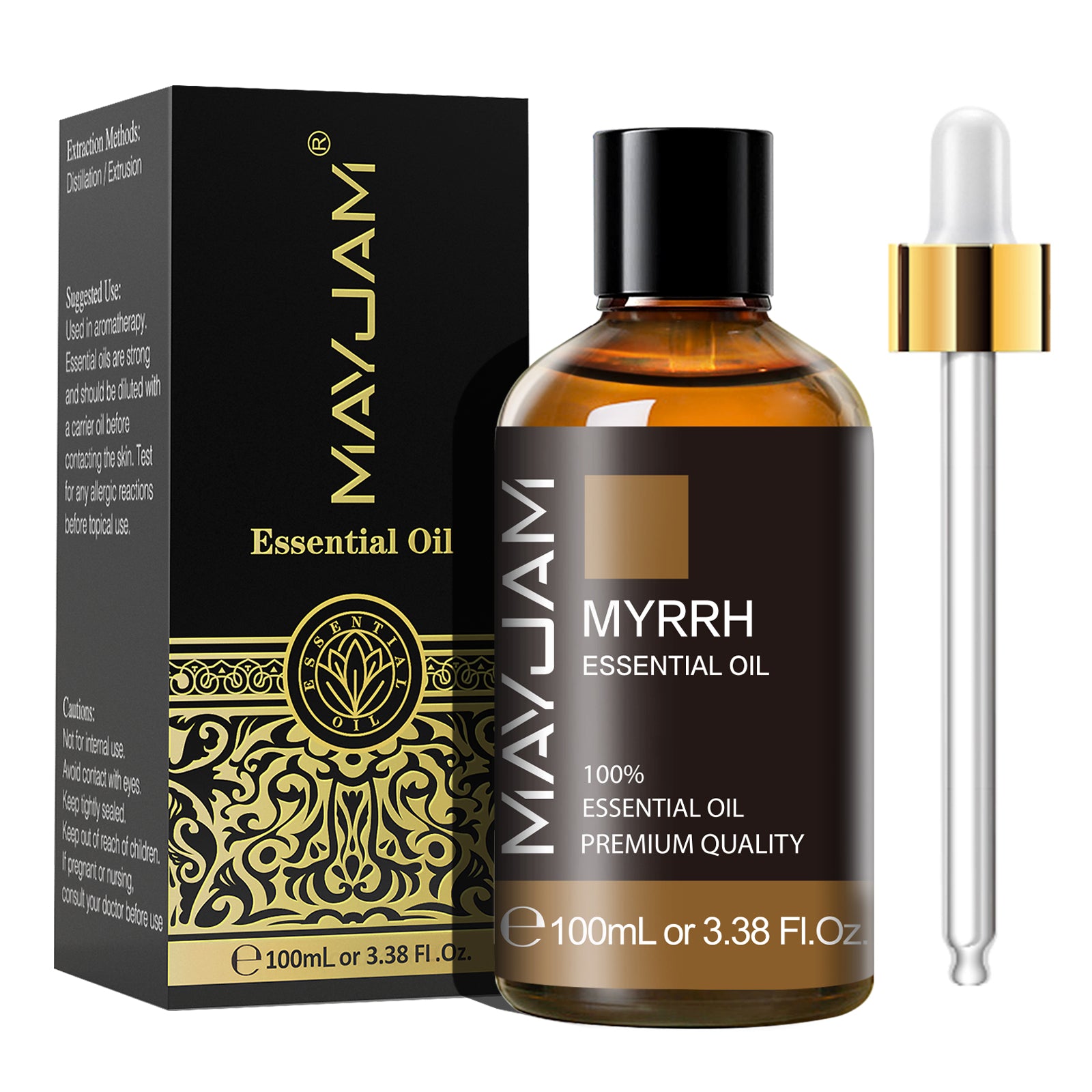 MAYJAM 100mL Myrrh Essential Oil for Skin, Face, Diffuser, Hair, Aromatherapy, Add to Perfume, Toothpastes, Candle, Soap