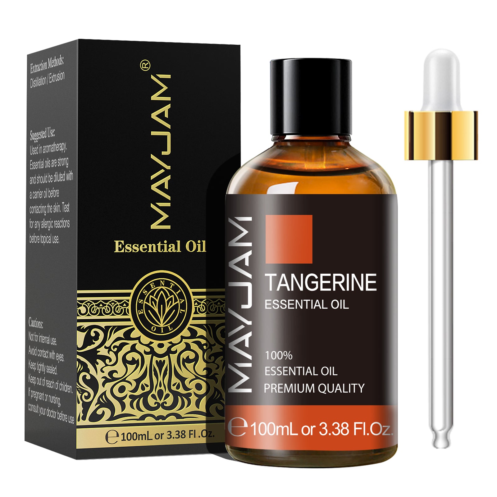 MAYJAM 100ML Tangerine Essential Oil for Skin, 100% Natural Essential Oils for Diffuser, Hair, Face, Skin Care, Aromatherapy, Massage, Candle Making