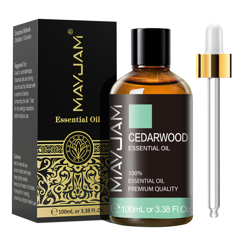 MAYJAM 100ML Cedarwood Essential Oils Great for Aromatherapy Diffuser and DIY Soap Making, Hair & Skin Care, Massage, Yoga, Relaxation