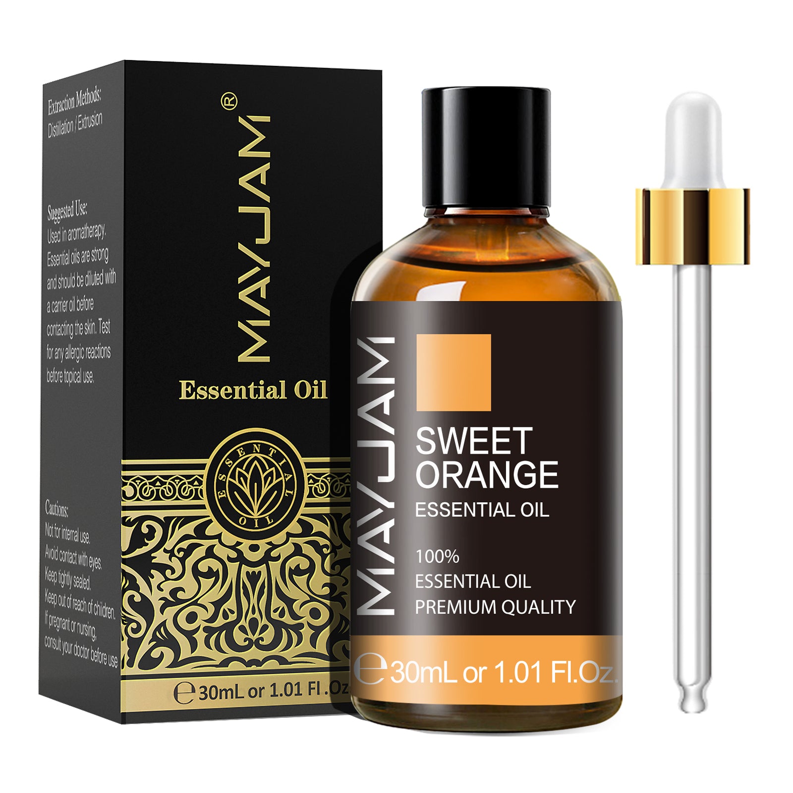 MAYJAM 30ML Sweet Orange Essential Oil - 100% Pure and Natural - Premium Therapeutic Grade with Premium Glass Dropper