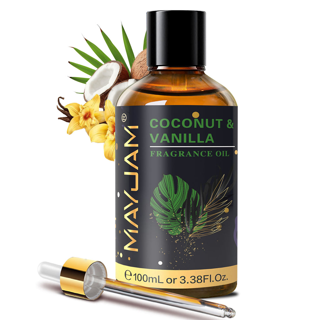 MAYJAM 100ML/3.38FL.OZ Coconut & Vanilla Fragrance Oils for Diffusers for Home, Long Lasting Scented Oils for aromatherapy, Massage, Bath, Relaxation, Soap Candle Making