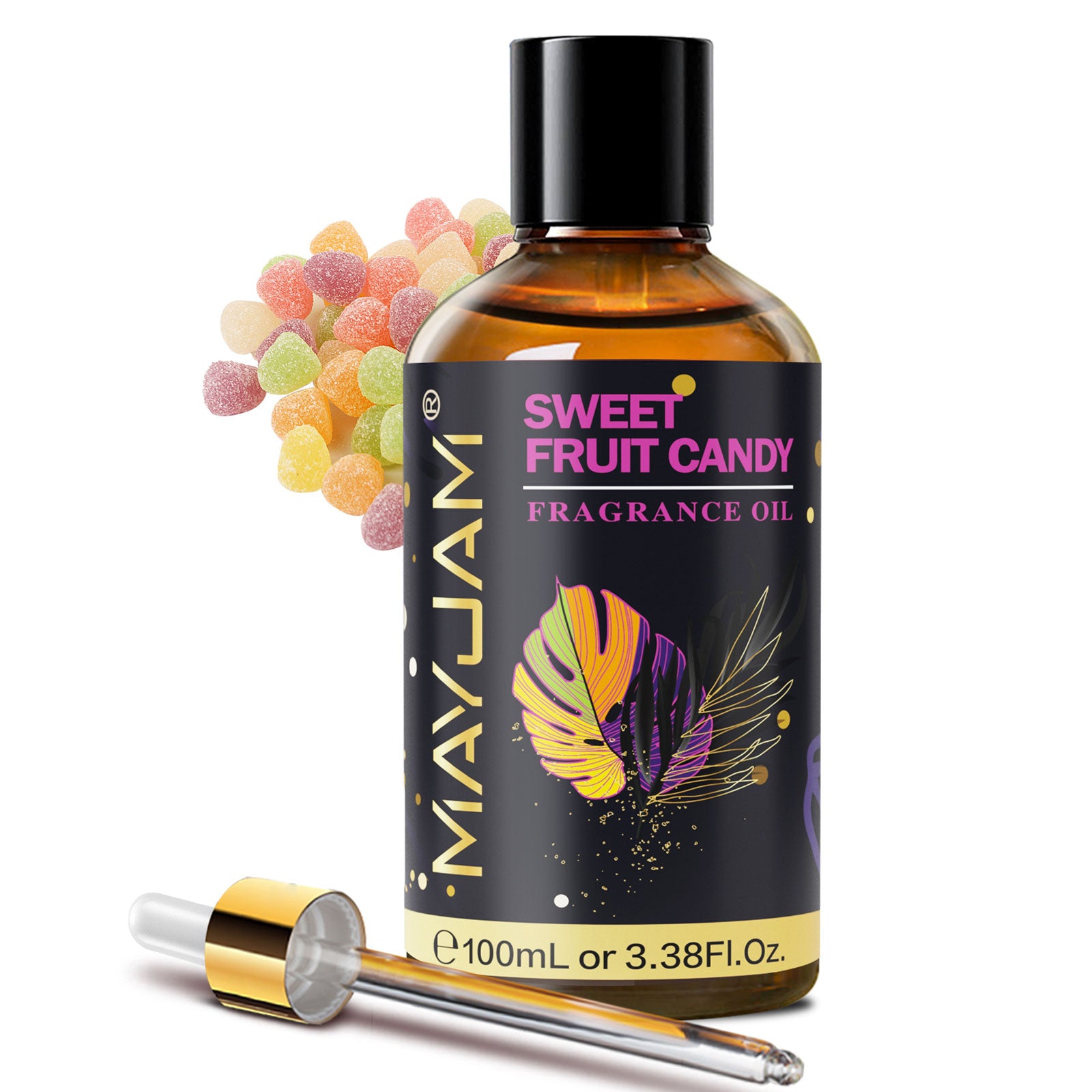 MAYJAM 3.38 Fl Oz Candy Fragrance Oil for Diffusers for Home, Sweet Scent, Perfect for Perfume Making, Soap & Candle Making, Long-Lasting - Sweet Fruit Candy
