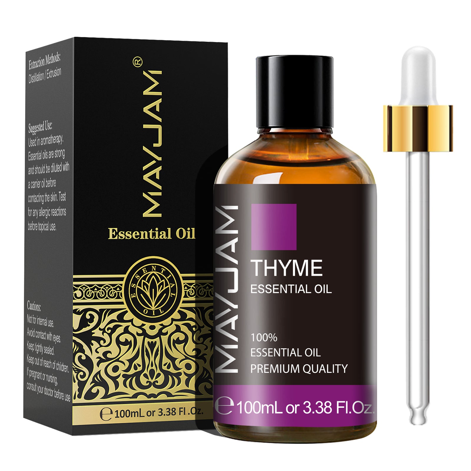 MAYJAM 100ML Thyme Essential Oils Good for Hair Growth, Skin Care, Aromatherapy Diffuser, Body Bath, Candle Making, Home Care
