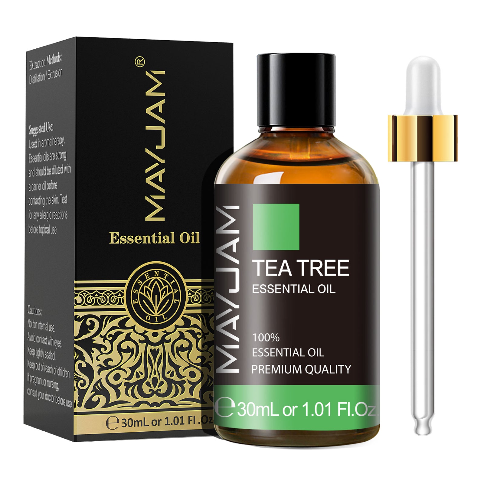 MAYJAM Tea Tree Essential Oil for Skin Hair Face & Toenails (1.01 Fl Oz)