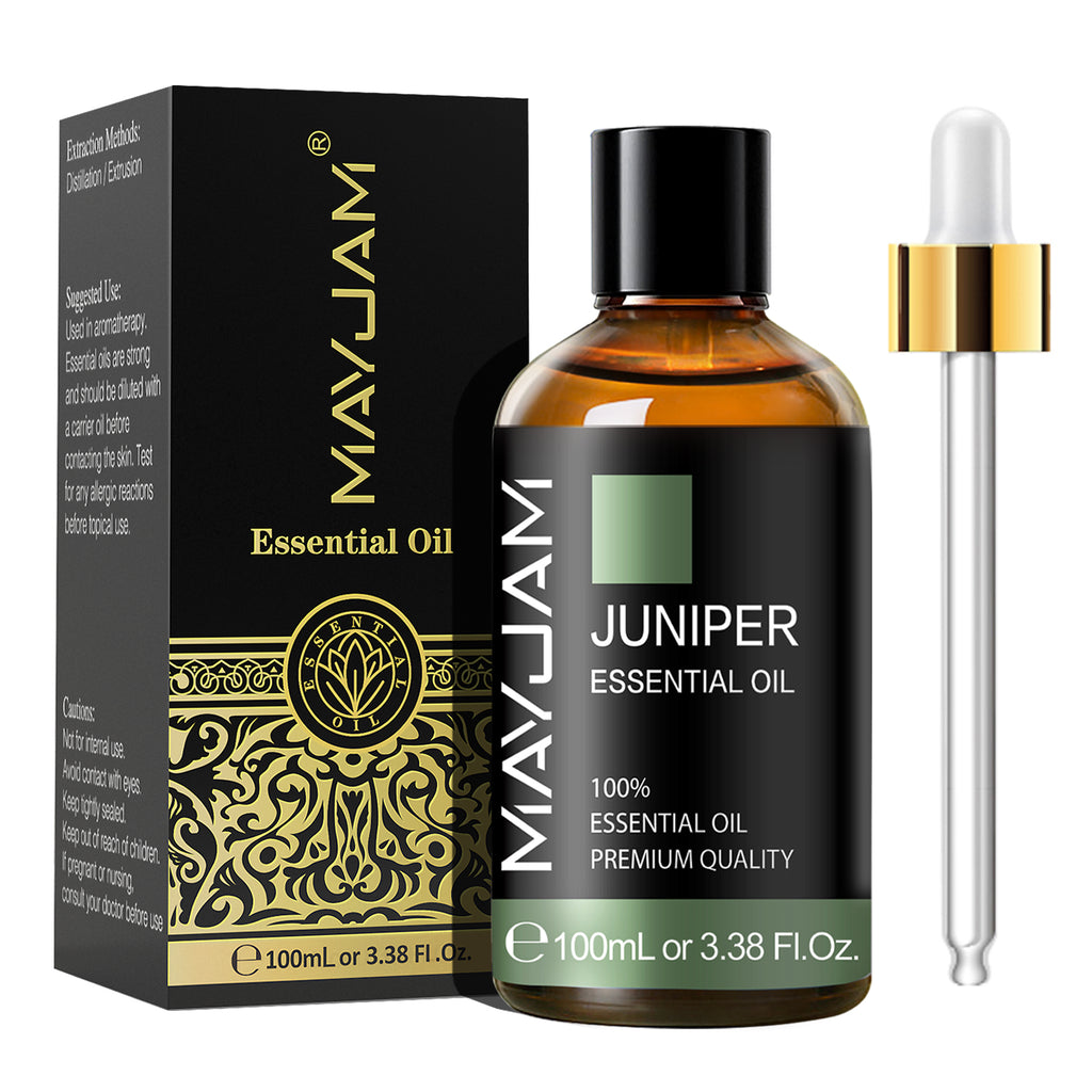 MAYJAM Natural Juniper Essential Oil for Hair Care, Home Diffusers, Skin, Aromatherapy, Massage and Stress 3.38 Fl Oz