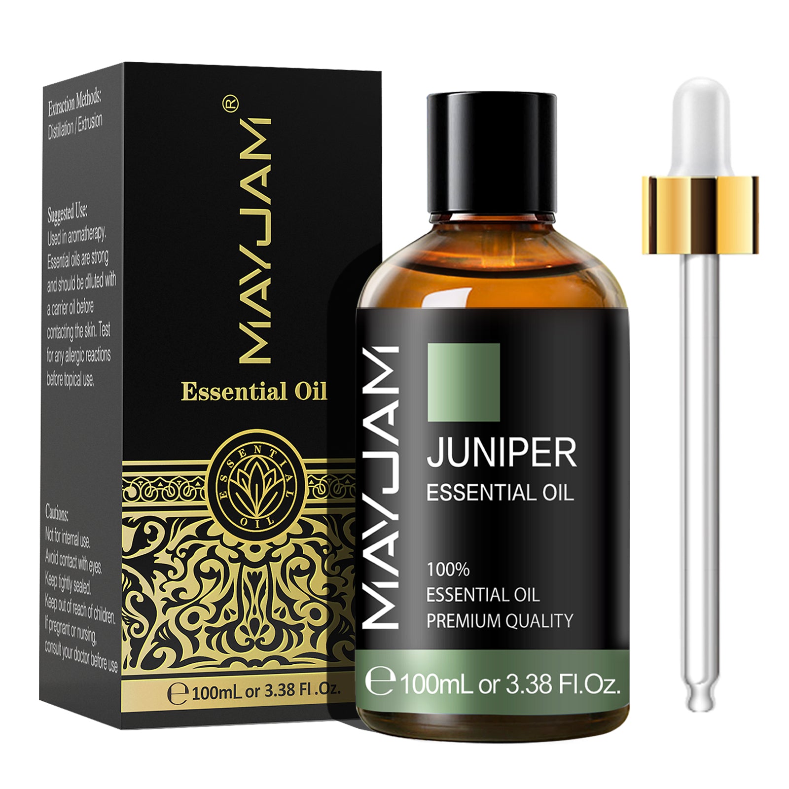 MAYJAM Natural Juniper Essential Oil for Hair Care, Home Diffusers, Skin, Aromatherapy, Massage and Stress 3.38 Fl Oz