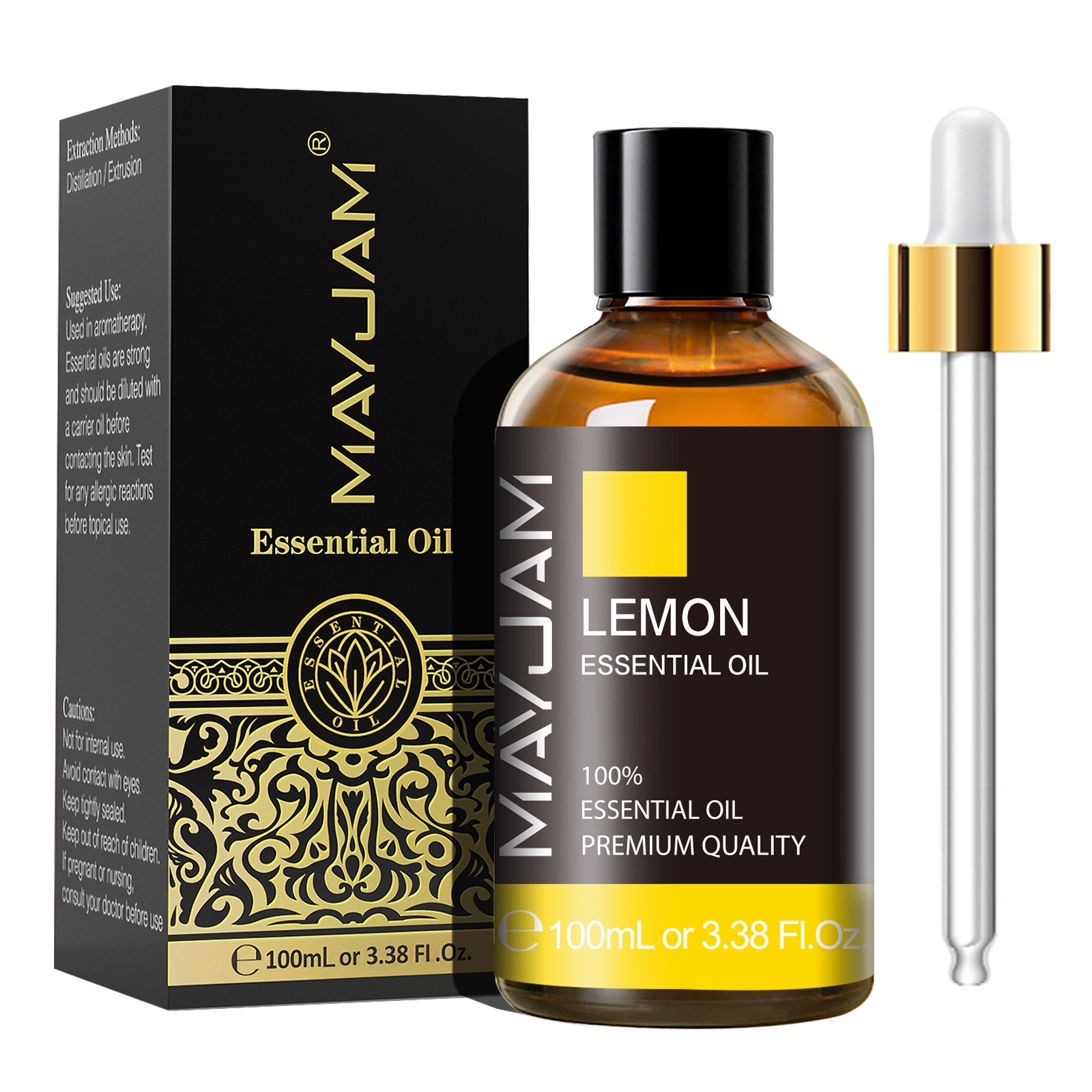MAYJAM 100ML Essential Oils for Skin, 100% Pure And Natural Lemon Essential Oil, Premium Grade Essential Oils for Diffuser, Aromatherapy, Soap And Candle Making