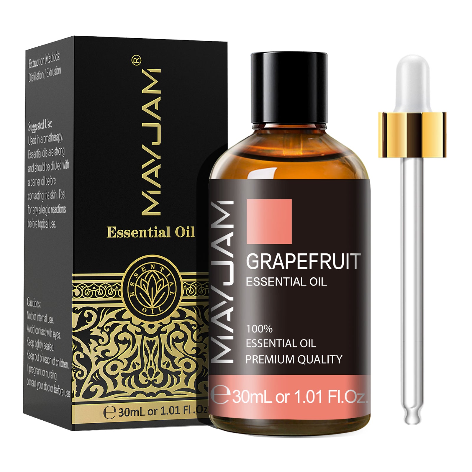 MAYJAM 100% Pure and Natural Grapefruit Essential Oil - 1.01 Fl Oz - Premium Grade with Glass Dropper