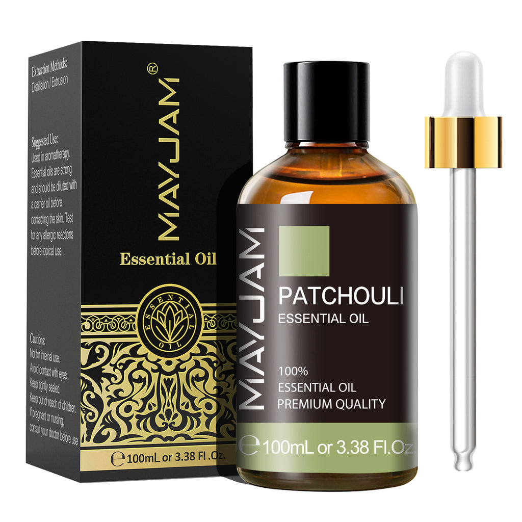 MAYJAM 100ML Patchouli Essential Oils for Hair & Skin Care, Aromatherapy Diffuser, Yoga, Massage, Relaxation, Perfume & Candle Making
