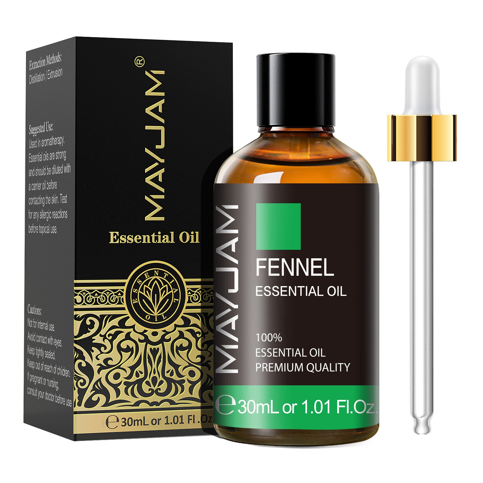 MAYJAM Fennel Essential Oil for Diffusers Aromatherapy Skin Candles Making - 100% Natural (1.01 Fl Oz)