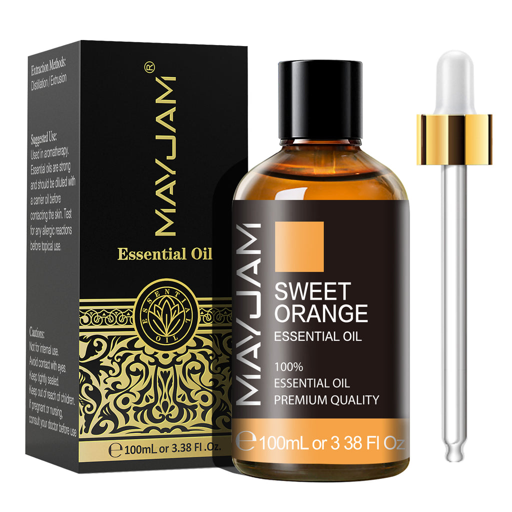 MAYJAM Sweet Orange Essential Oil 100% Natural Sweet Orange Oil for Hair Care, Home Diffusers, Skin, Aromatherapy, Massage and Humidifiers, 3.38 Fl Oz