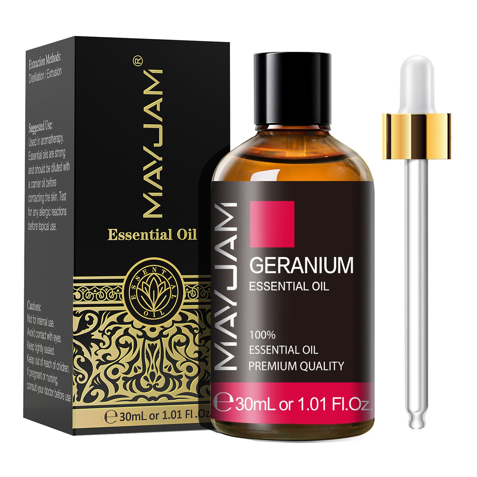 MAYJAM 30ML Geranium Essential Oils Perfect for Skin Care, Massage, Relaxation, Yoga, Aromatherapy Diffusers, Long Lasting Scents