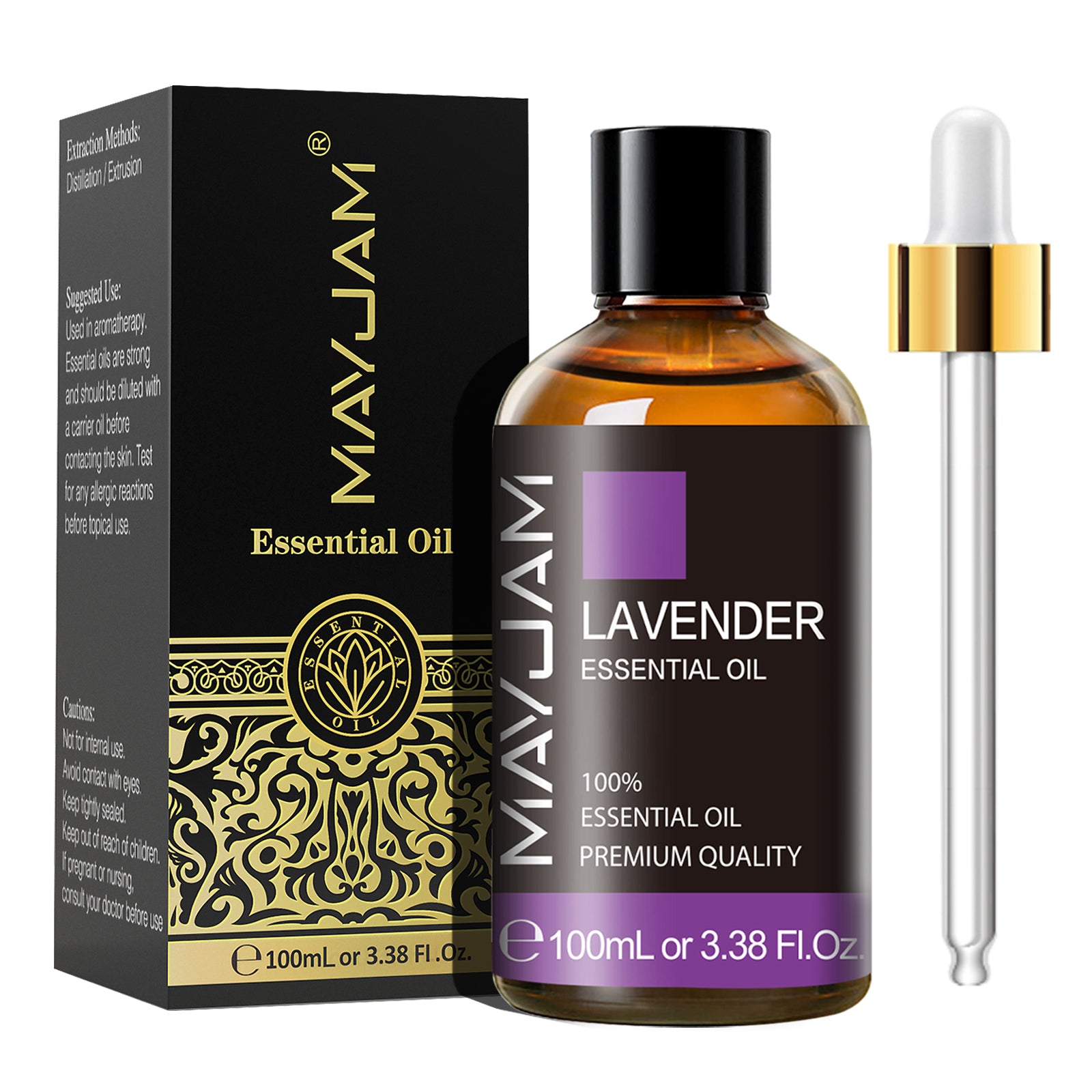 MAYJAM Lavender Essential Oil for Diffuser, 100% Pure And Natural Lavender Essential Oil for Sleep, Body, Aromatherapy & Soap Making Scent (3.38 Fl Oz)