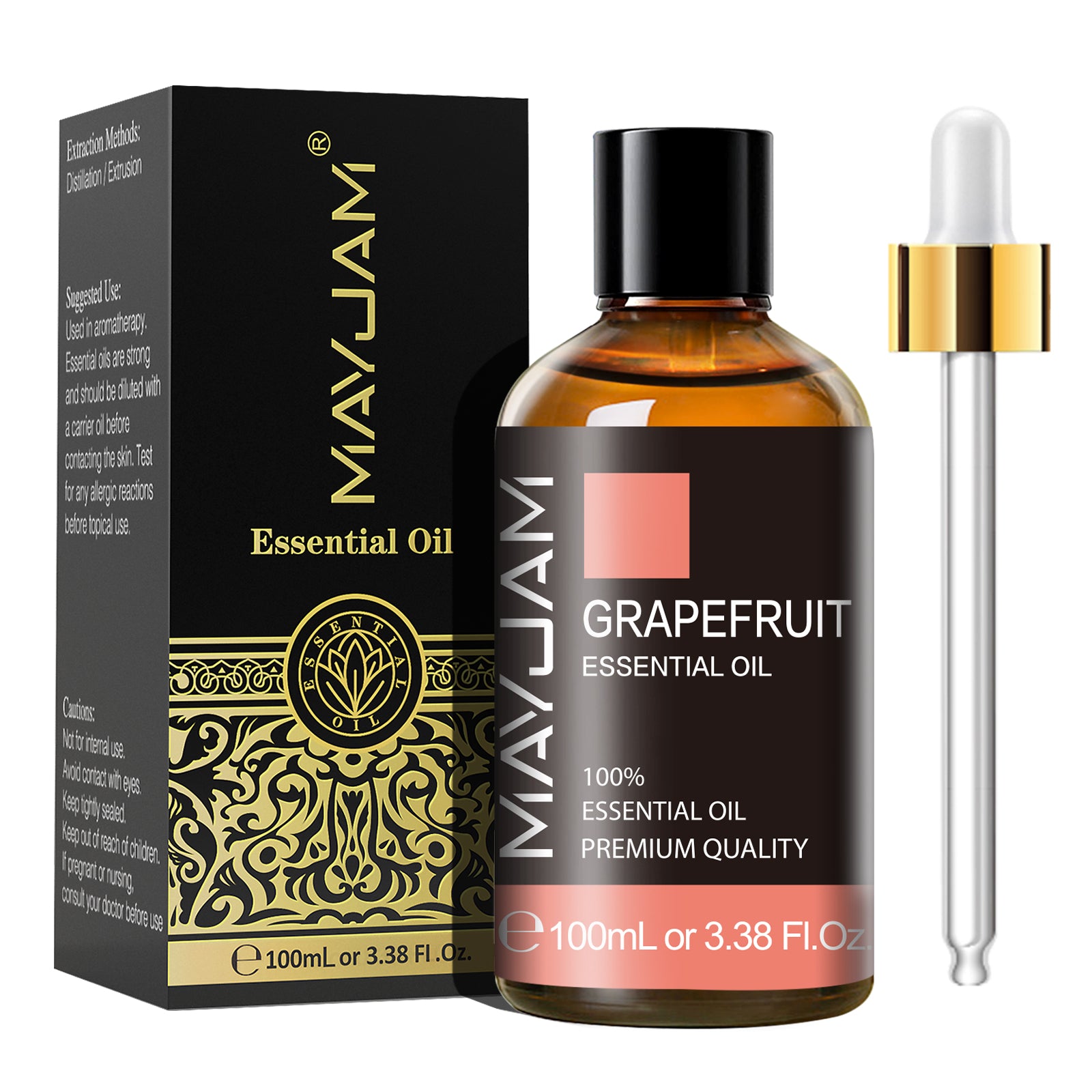 MAYJAM 100% Pure Grapefruit Essential Oil for Emotion, Stress, Diffuser and Aromatherapy, and DIY Soap Making 3.38 Fl Oz