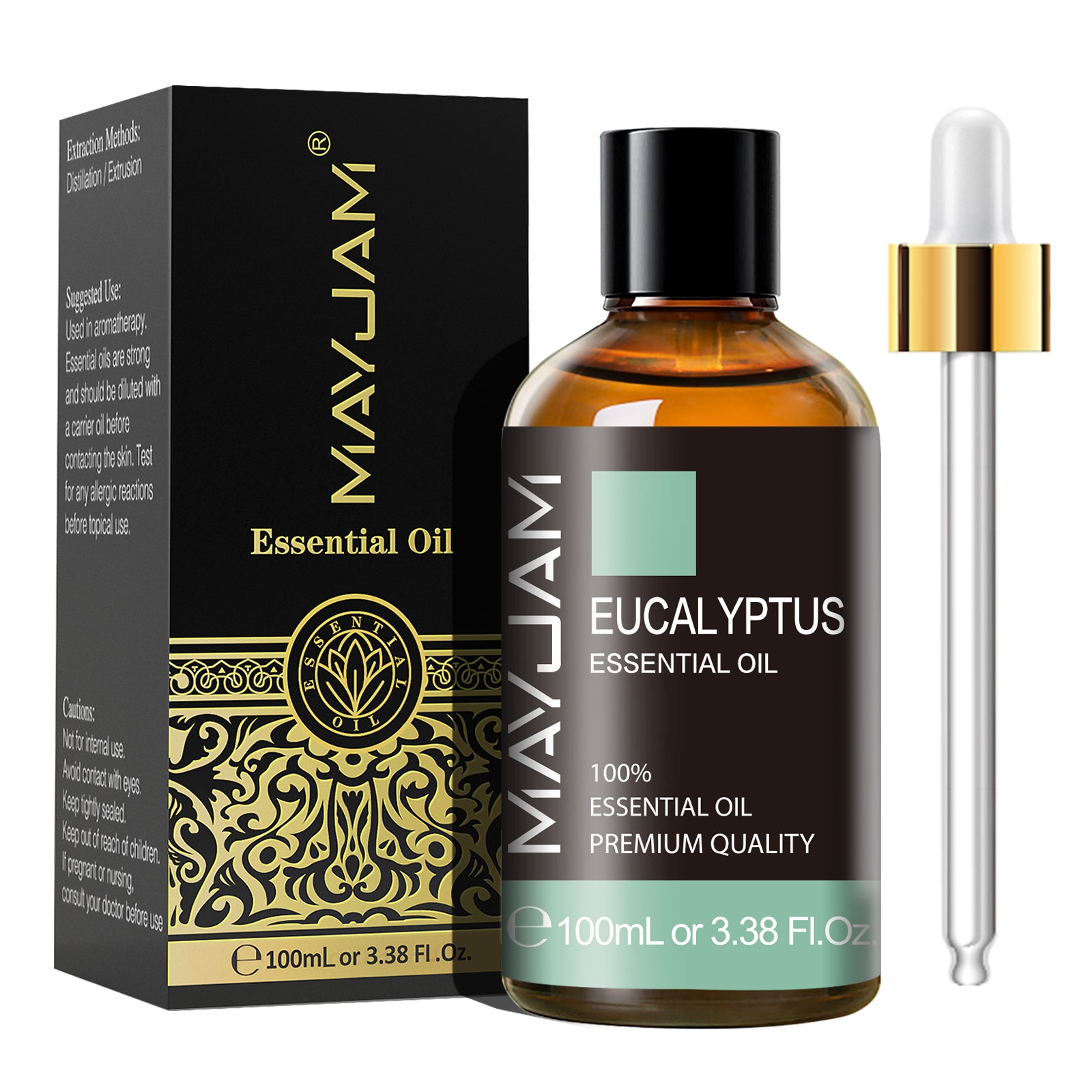 MAYJAM 3.38 Fl Oz Eucalyptus Essential Oil with Glass Dropper, 100% Pure and Natural Eucalyptus Oils for Diffuser, Aromatherapy, Soap and Candle Making