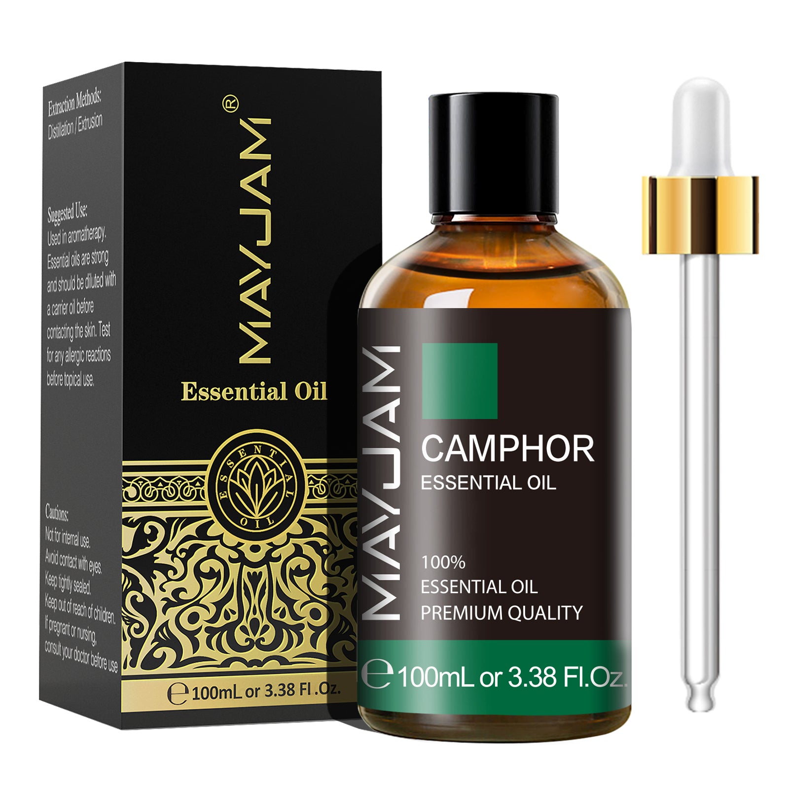 MAYJAM 3.38FL.OZ Camphor Essential Oils for Diffuser, Yoga, Spa, Relaxation, DIY Candle and Soap Making - 100ML