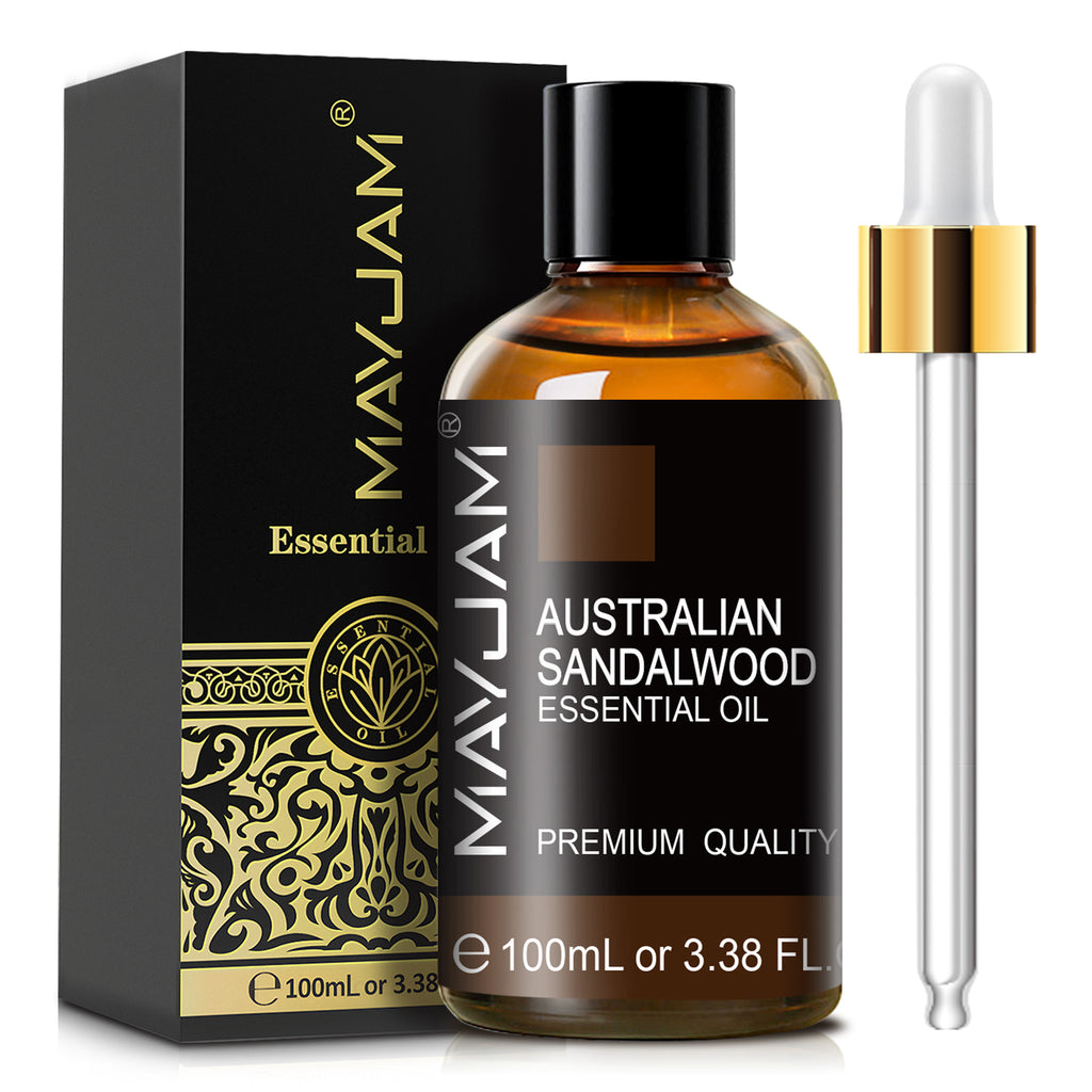 MAYJAM Australian Sandalwood Essential Oil for Diffuser and Aromatherapy, Skin Massage, Candle and Soap Making, 100ml
