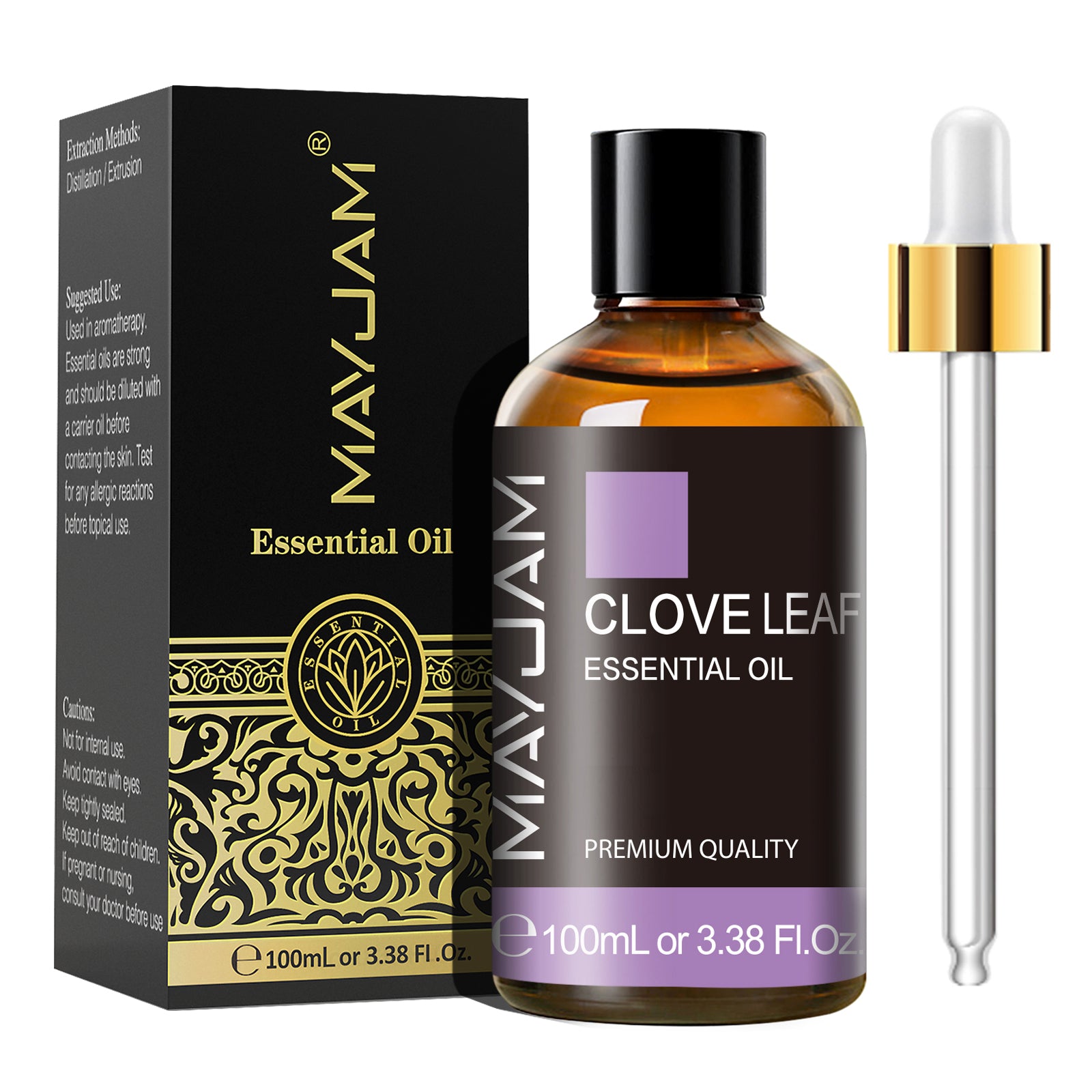 MAYJAM 100ML Clove Essential Oils for Skin Care, Spa Massage, Hair Growth, Aromatherapy Diffuser, DIY Candle and Soap Making, Huge 3.38FL.OZ Bottle