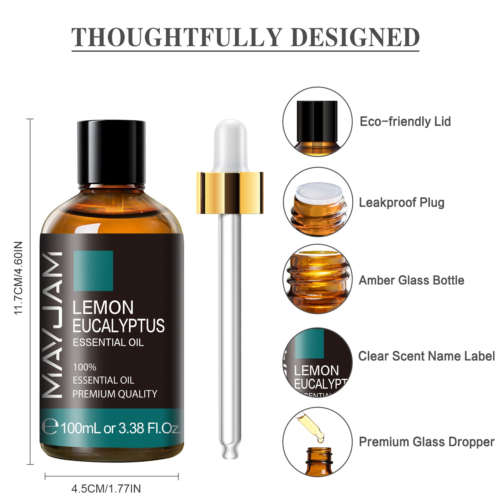 MAYJAM Lemon Eucalyptus Essential Oil for Aromatherapy, Diffuser, Relaxation 3.38 fl oz
