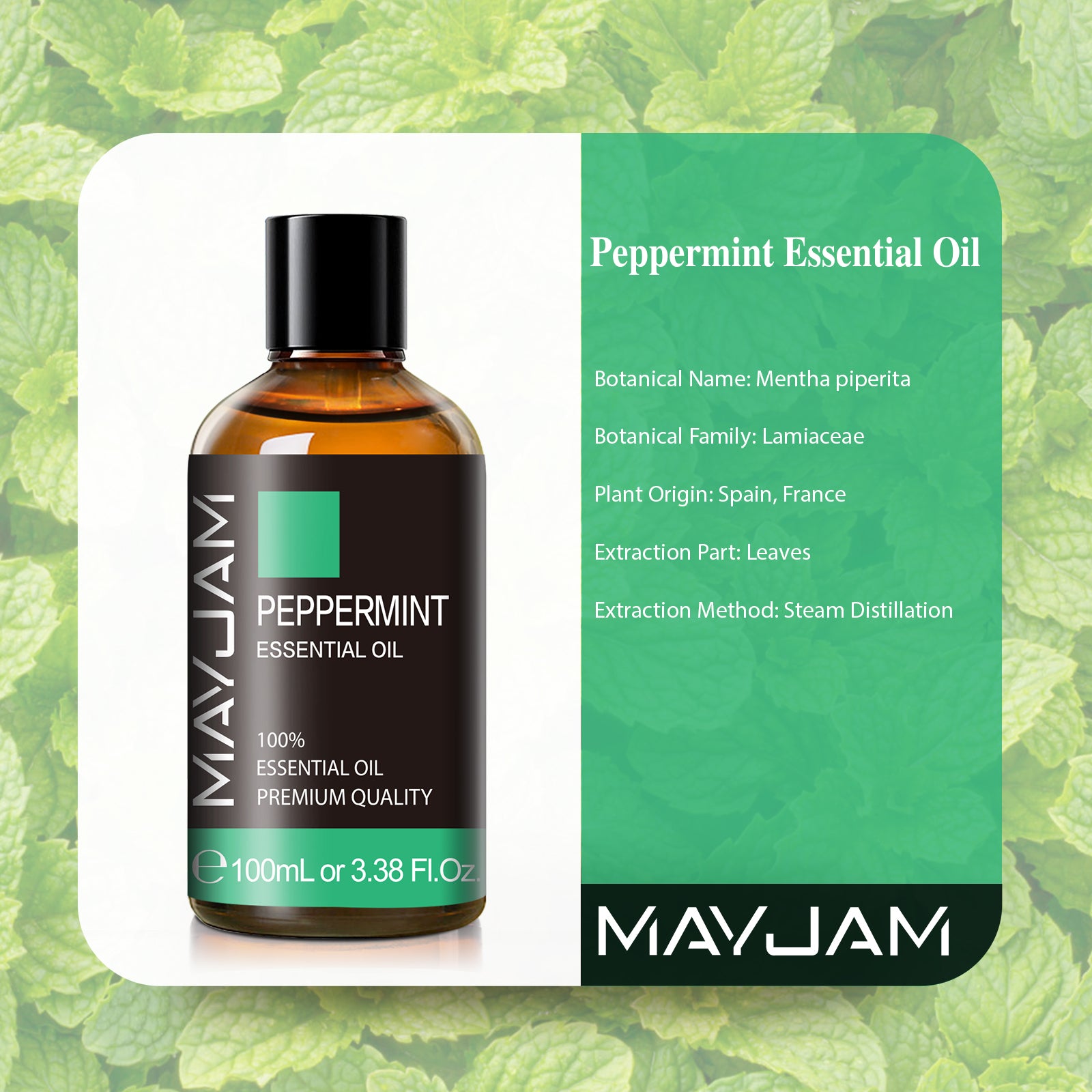 3.38 Fl Oz Peppermint Essential Oils for Hair, Skin, Diffuser, Aromatherapy, DIY Soap Making Scent