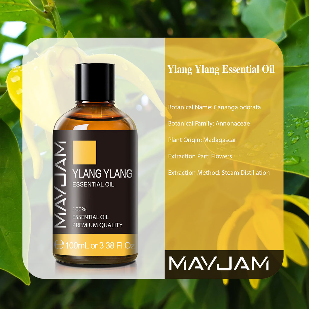 MAYJAM 100ML Ylang Ylang Essential Oils for Diffuser, Aromatherapy, Soap And Candle Making, 100% Pure