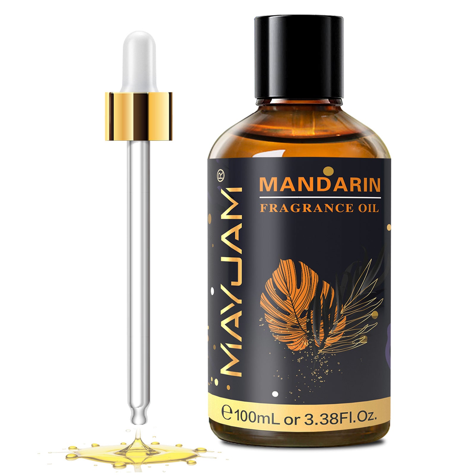 MAYJAM 100ML/3.38FL.OZ Mandarin Fragrance Oils for Diffusers for Home, Long Lasting Scented Oils for Aromatherapy Diffusers, Skin Care, Bath, Relaxation, DIY Soap Candle Making
