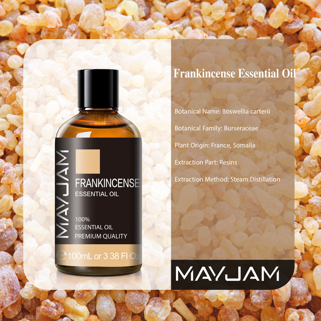 MAYJAM 100ML Frankincense Essential Oils for Aromatherapy Diffuser, Refreshing, Relaxation, Yoga, Spa Massage, Skin & Hair Care, DIY Perfume