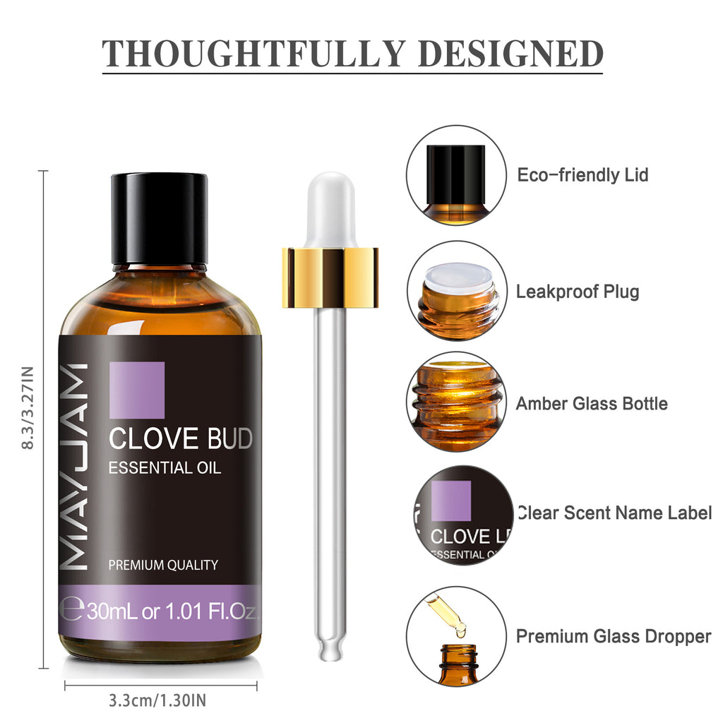 MAYJAM Pure Clove Essential Oil for Teeth and Gums,Tooth Aches,Hair, Skin, Diffuser - 30ml