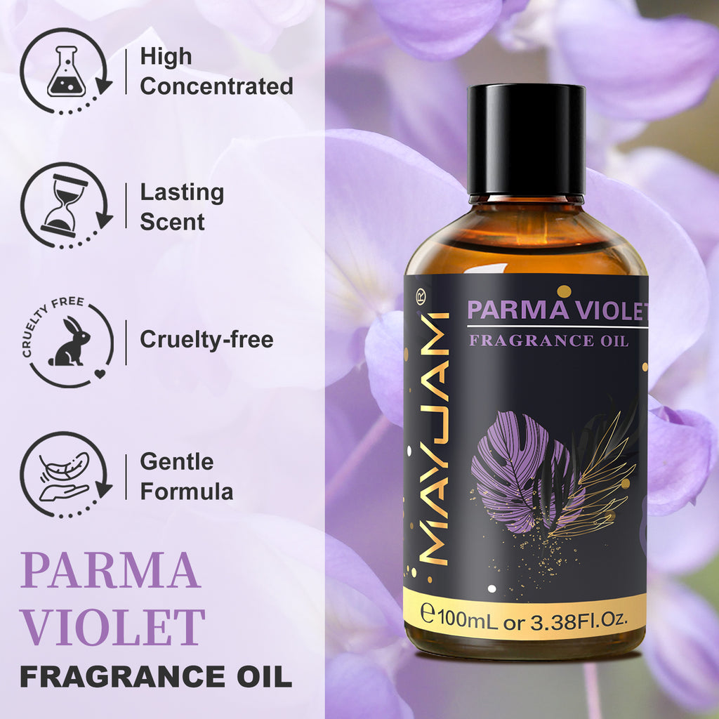 MAYJAM 100ML/3.38FL.OZ Parma Violet Fragrance Oils for Diffusers for Home, Long Lasting Scented Oils for Aromatherapy Diffusers, Skin Care, Bath, Relaxation, DIY Soap Candle Making