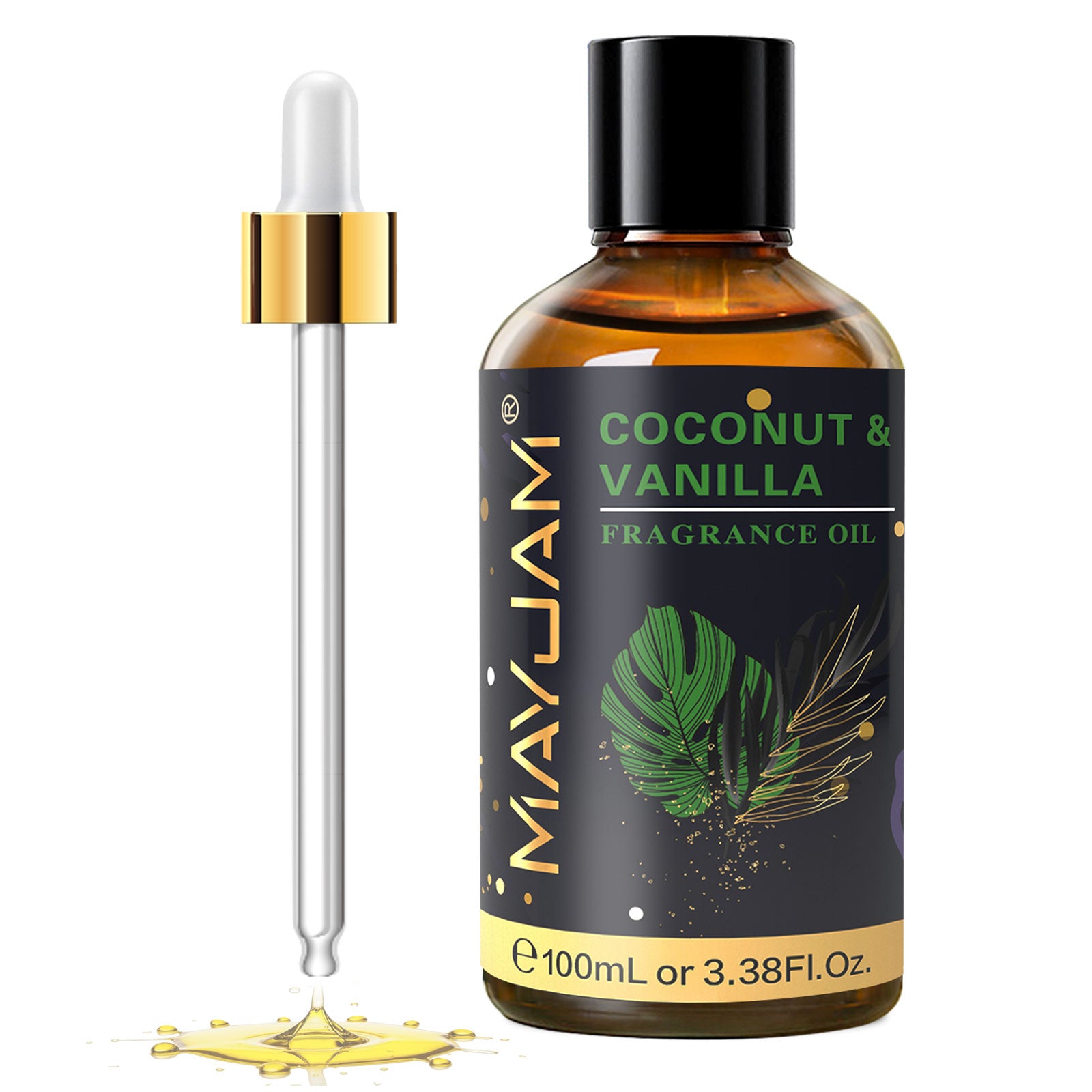 MAYJAM 100ML/3.38FL.OZ Coconut & Vanilla Fragrance Oils for Diffusers for Home, Long Lasting Scented Oils for aromatherapy, Massage, Bath, Relaxation, Soap Candle Making