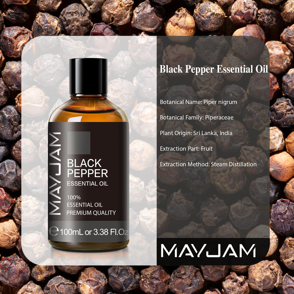 MAYJAM Pure Black Pepper Essential Oil,100ML, Therapeutic Grade, for use with Oil Diffusers, Potpourri, and Wicking Fragrance Diffusers