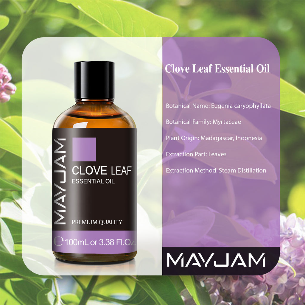 MAYJAM 100ML Clove Essential Oils for Skin Care, Spa Massage, Hair Growth, Aromatherapy Diffuser, DIY Candle and Soap Making, Huge 3.38FL.OZ Bottle