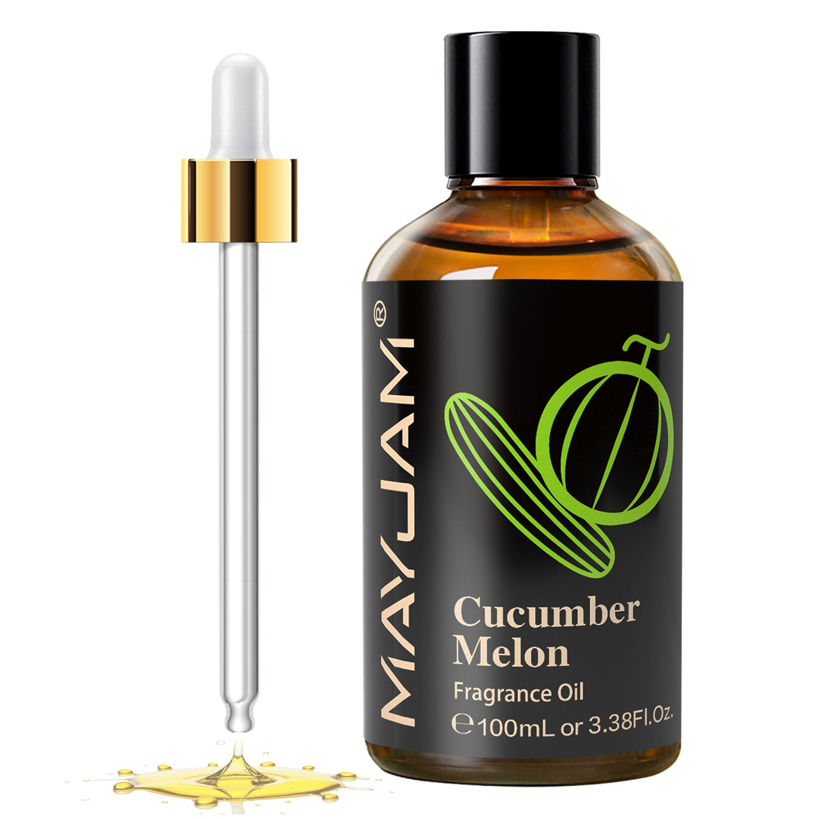 MAYJAM 100ML/3.38FL.OZ Cucumber Melon Essential Oil - Candle Making, Diffuser, Soap, Perfume, Bath and Body Formulations
