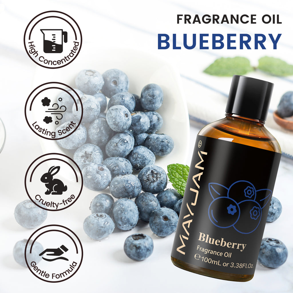 MAYJAM 100ML/3.38FL.OZ Blueberry Fragrance Oils for Diffusers for Home, Long Lasting Scented Oils for Aromatherapy Diffusers, Skin Care, Bath, Relaxation, DIY Soap Candle Making