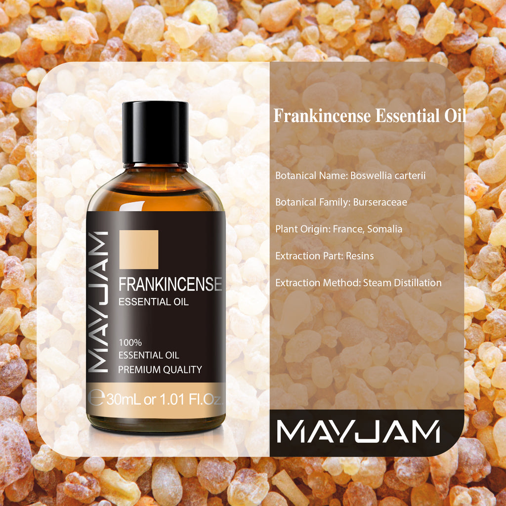 MAYJAM Frankincense Essential Oil for Face Skin Body Massages & Candle Making - Premium Grade (1.01 Fl Oz)