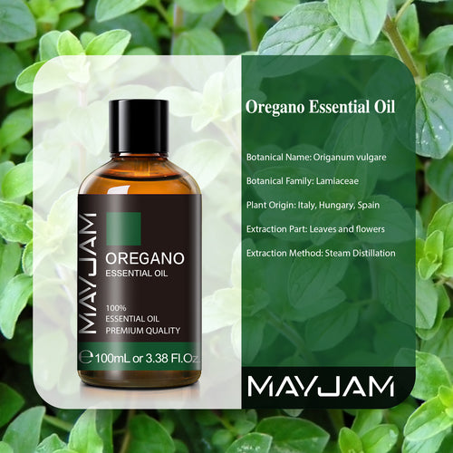 MAYJAM 100ML Oregano Essential Oil for Skin, 100% Pure And Natural Oregano Oil, Premium Grade Essential Oils for Diffuser, Aromatherapy, Soap And Candle Making
