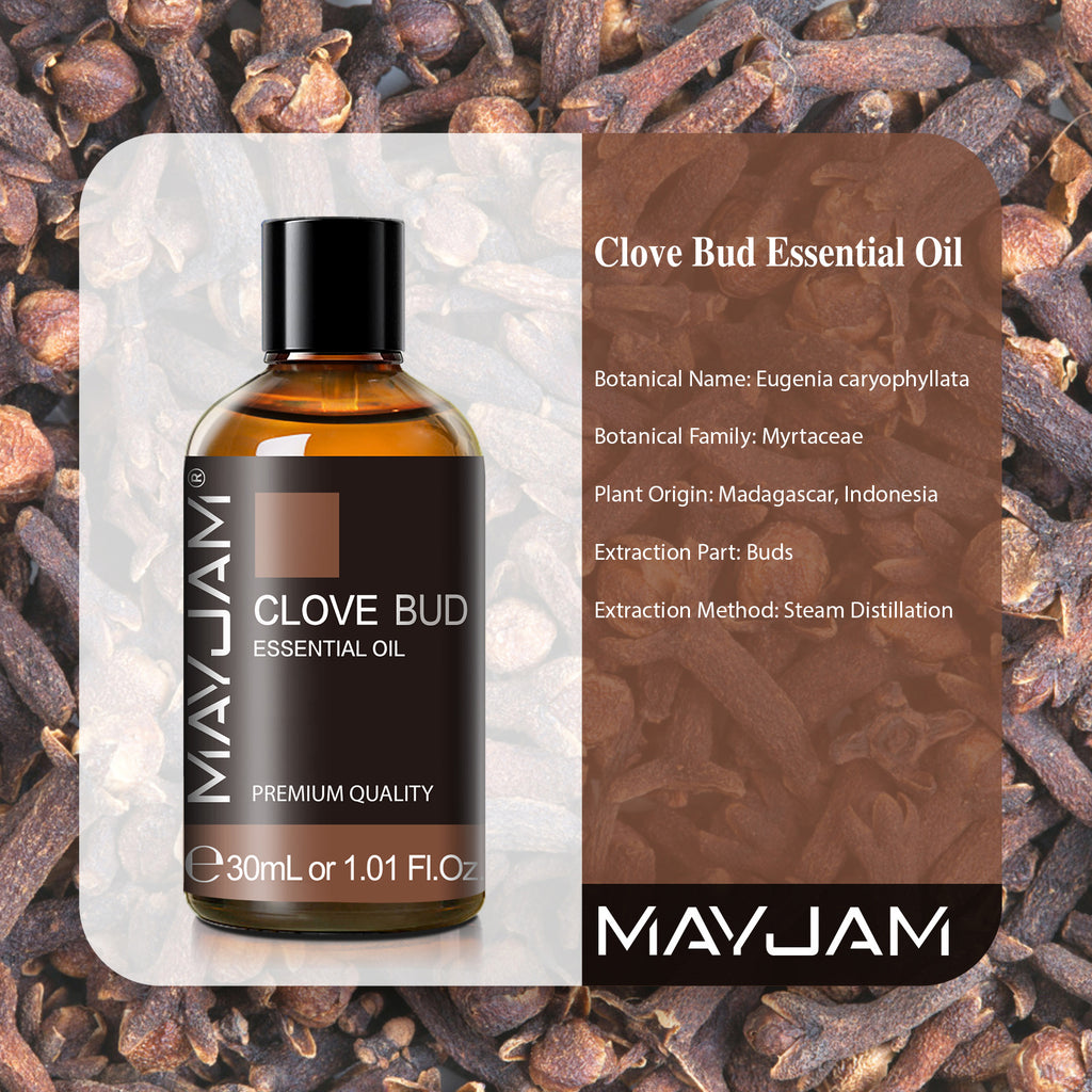 MAYJAM Pure Clove Bud Essential Oil for use with Oil Diffusers, Potpourri, and Aromatherapy, 30ML, Premium Grade