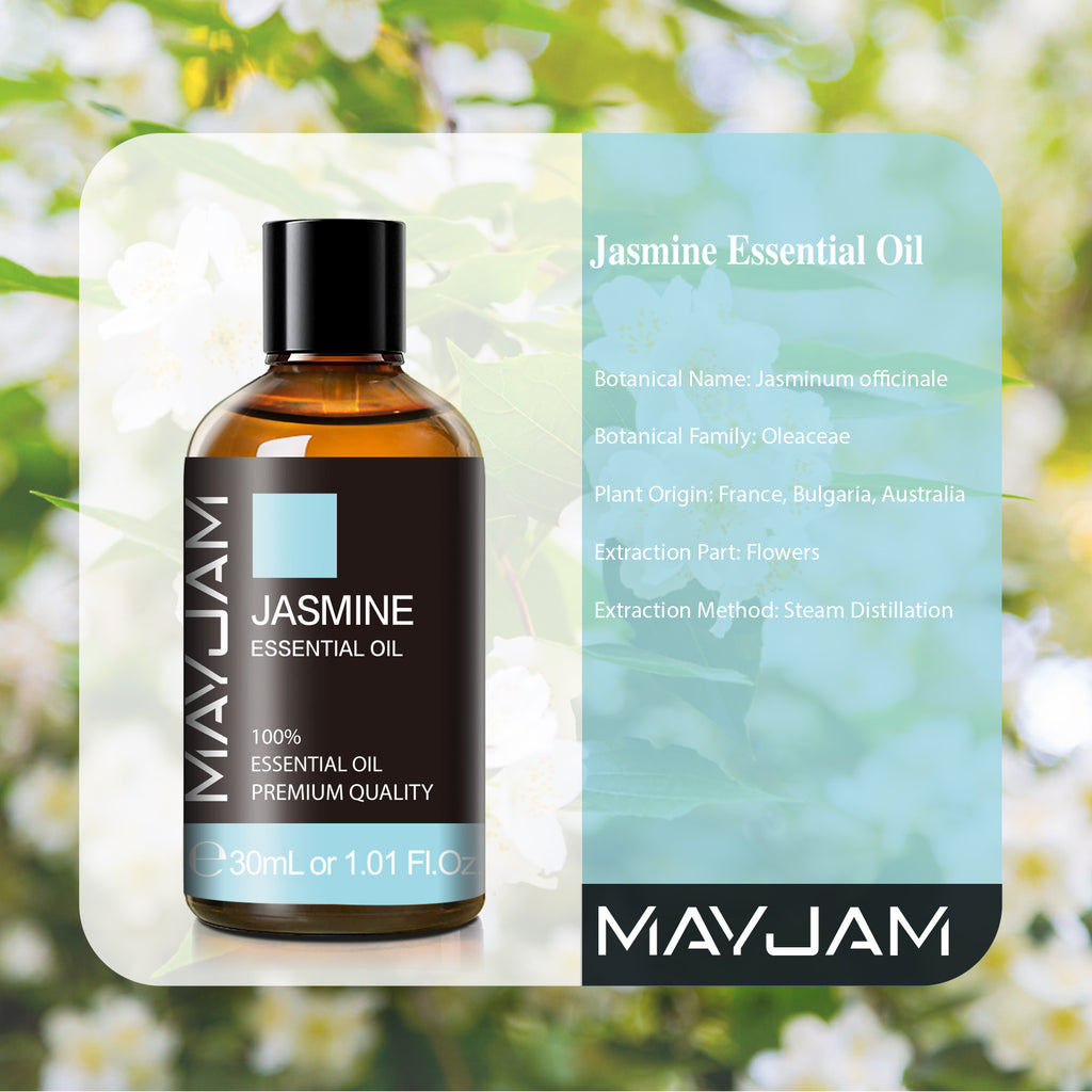 MAYJAM Jasmine Essential Oil for Diffuser, Natural Aromatherapy Oil for Hair & Skin Care, Body Massage, DIY Perfume 30mL
