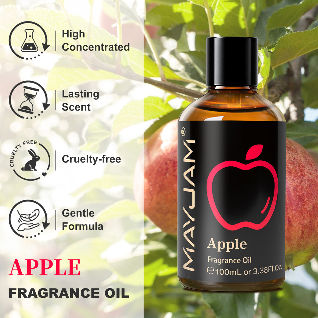 MAYJAM 100ML/3.38FL.OZ Apple Fragrance Oils for Diffusers, Candle and Soap Making, DIY Projects