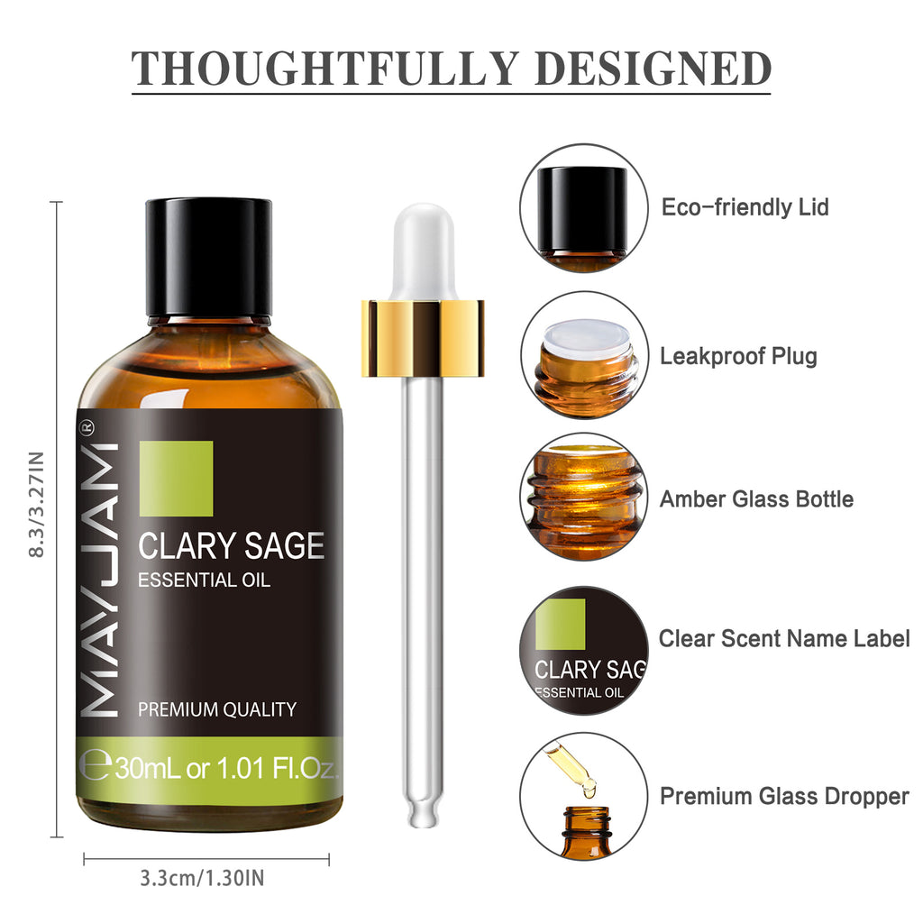 100% Pure Essential Oil, Clary Sage, 30 ml, Therapeutic Grade, for Use with Oil Diffusers