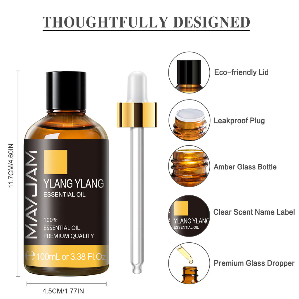 Ylang Ylang Essential Oils for Hair, Skin, Diffuser, Aromatherapy, DIY Soap Making Scent, 3.38 Fl Oz