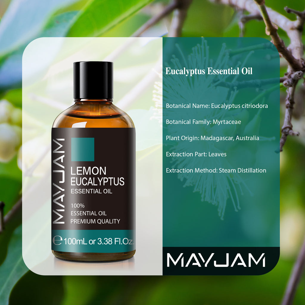 MAYJAM Lemon Eucalyptus Essential Oil for Aromatherapy, Diffuser, Relaxation 3.38 fl oz