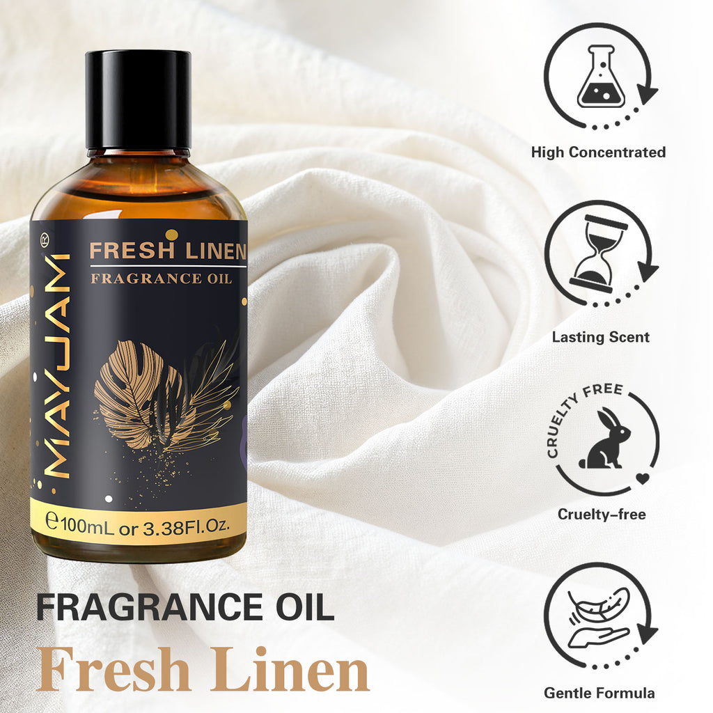 MAYJAM 100ML/3.38FL.OZ Fresh Linen Fragrance Oils for Diffusers for Home, Long Lasting Scented Oils for Aromatherapy Diffusers