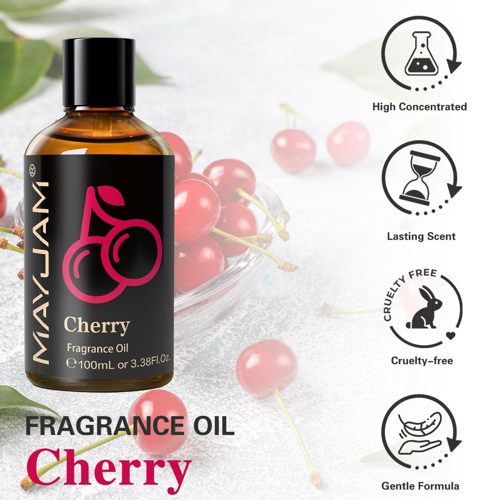 MAYJAM 100ML/3.38FL.OZ Cherry Fragrance Oils for Candle Making, Freshie Scents, Soap Making Supplies, Diffuser Oil Scents